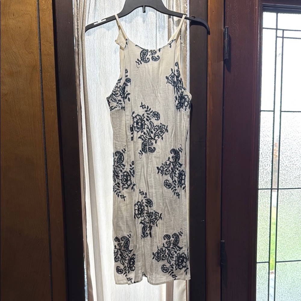 White and Dark Blue Floral Dress